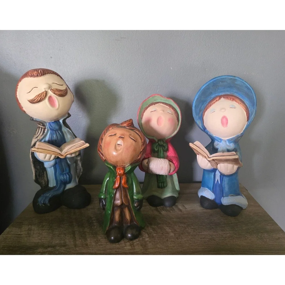 Vintage 1981 Gare Ceramic Christmas Carolers Figurines Set of 4 Hand Painted